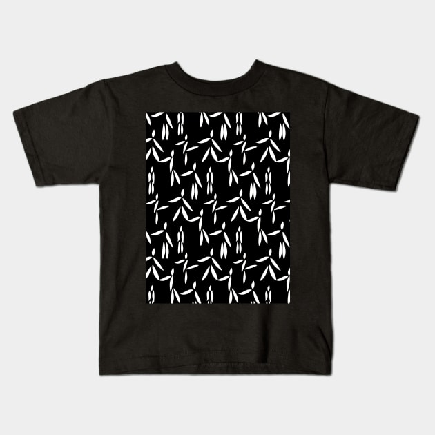 People stick figure pattern in black and white Kids T-Shirt by Spinkly